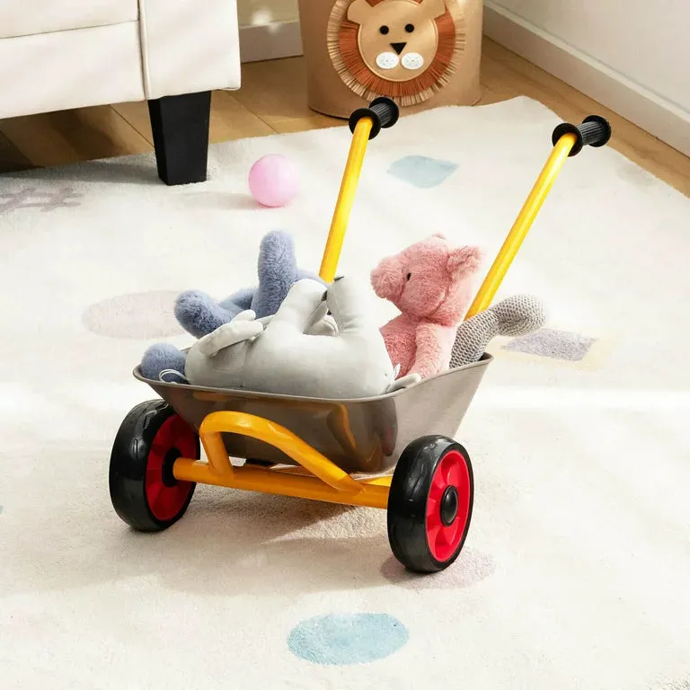 Gymax Kids' Outdoor Metal Toy Wheelbarrow With Non-Slip Handle