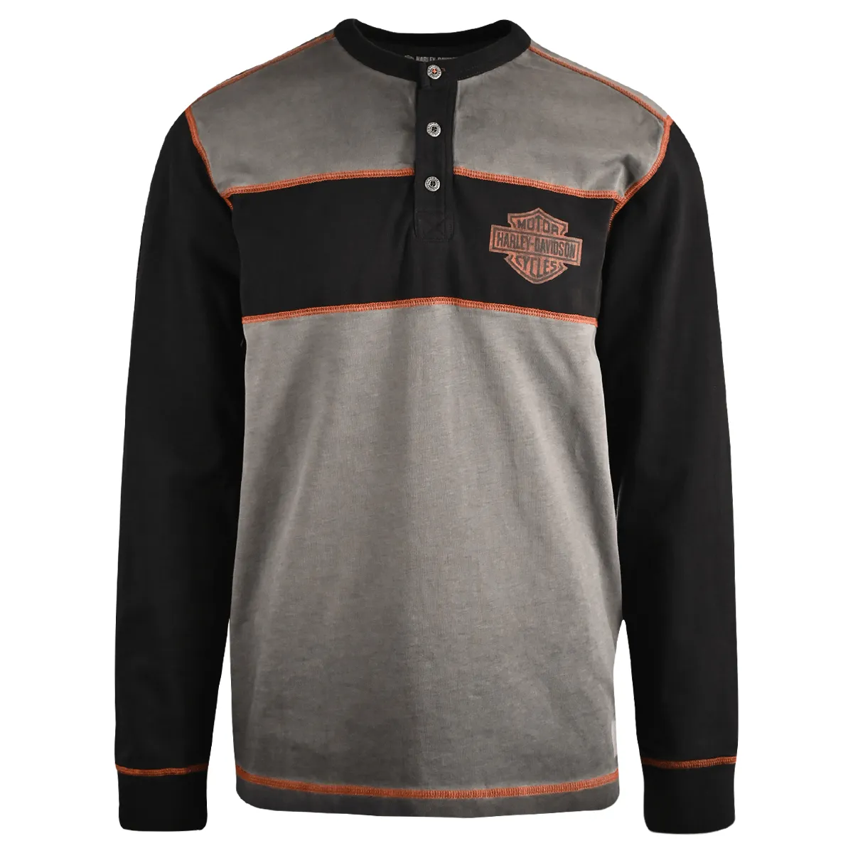 HD Branded Men's T-Shirt 2-Toned Copperblock 3 Button Long Sleeve (S64)