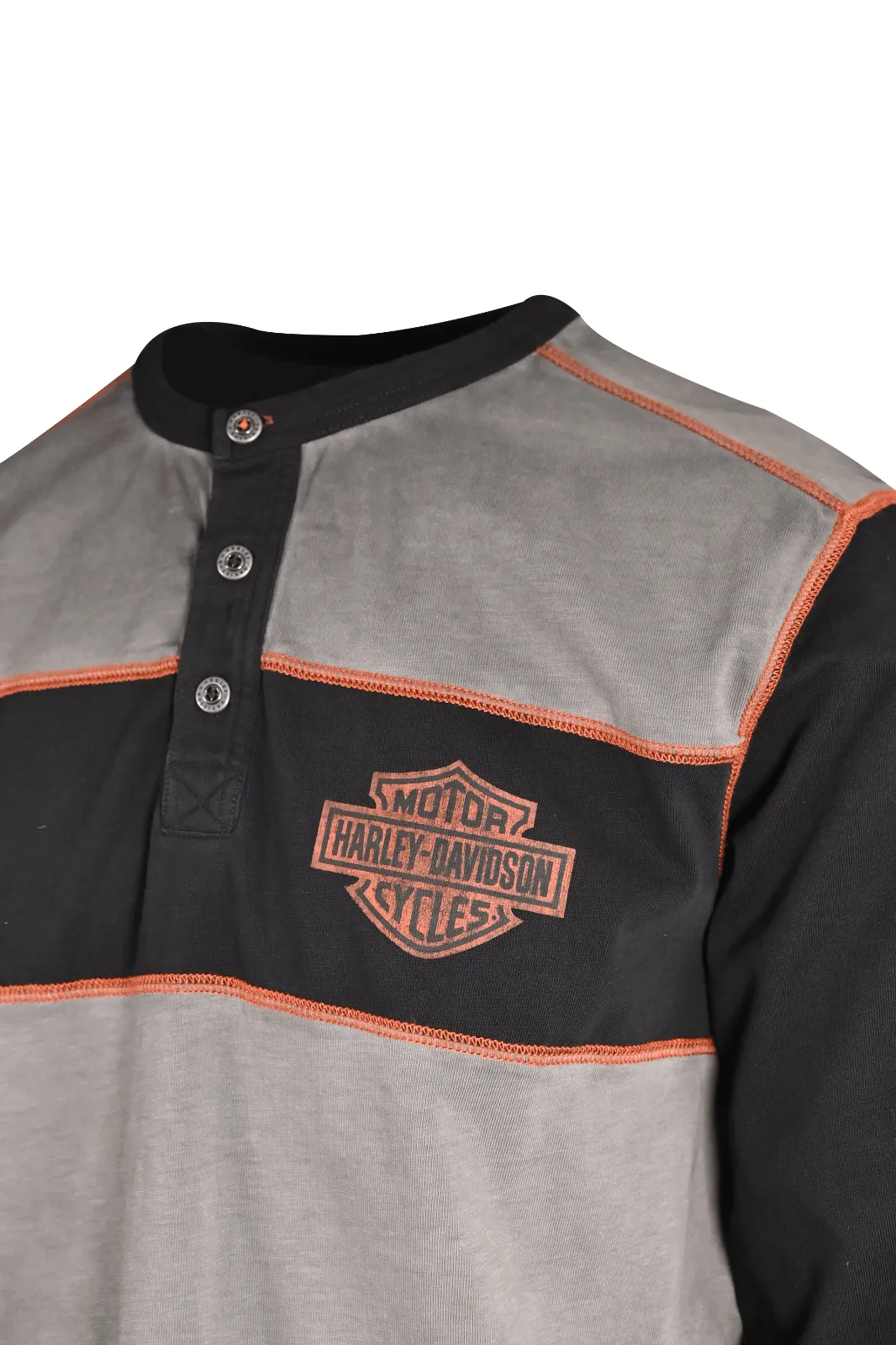 HD Branded Men's T-Shirt 2-Toned Copperblock 3 Button Long Sleeve (S64)