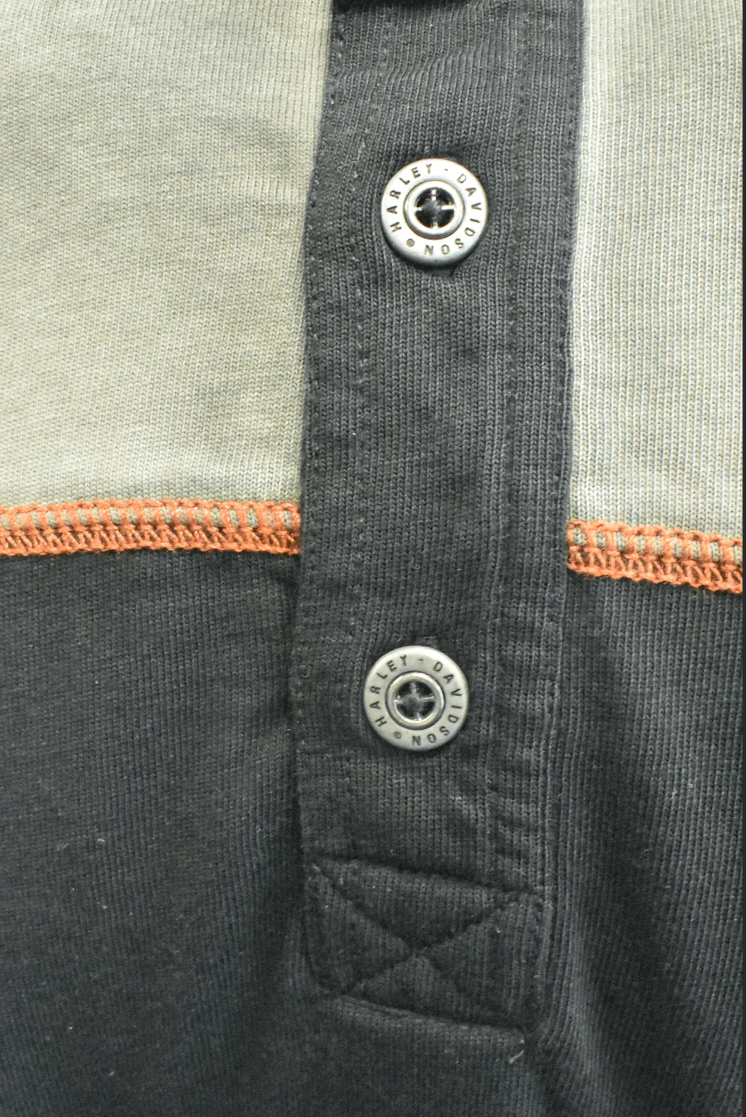 HD Branded Men's T-Shirt 2-Toned Copperblock 3 Button Long Sleeve (S64)