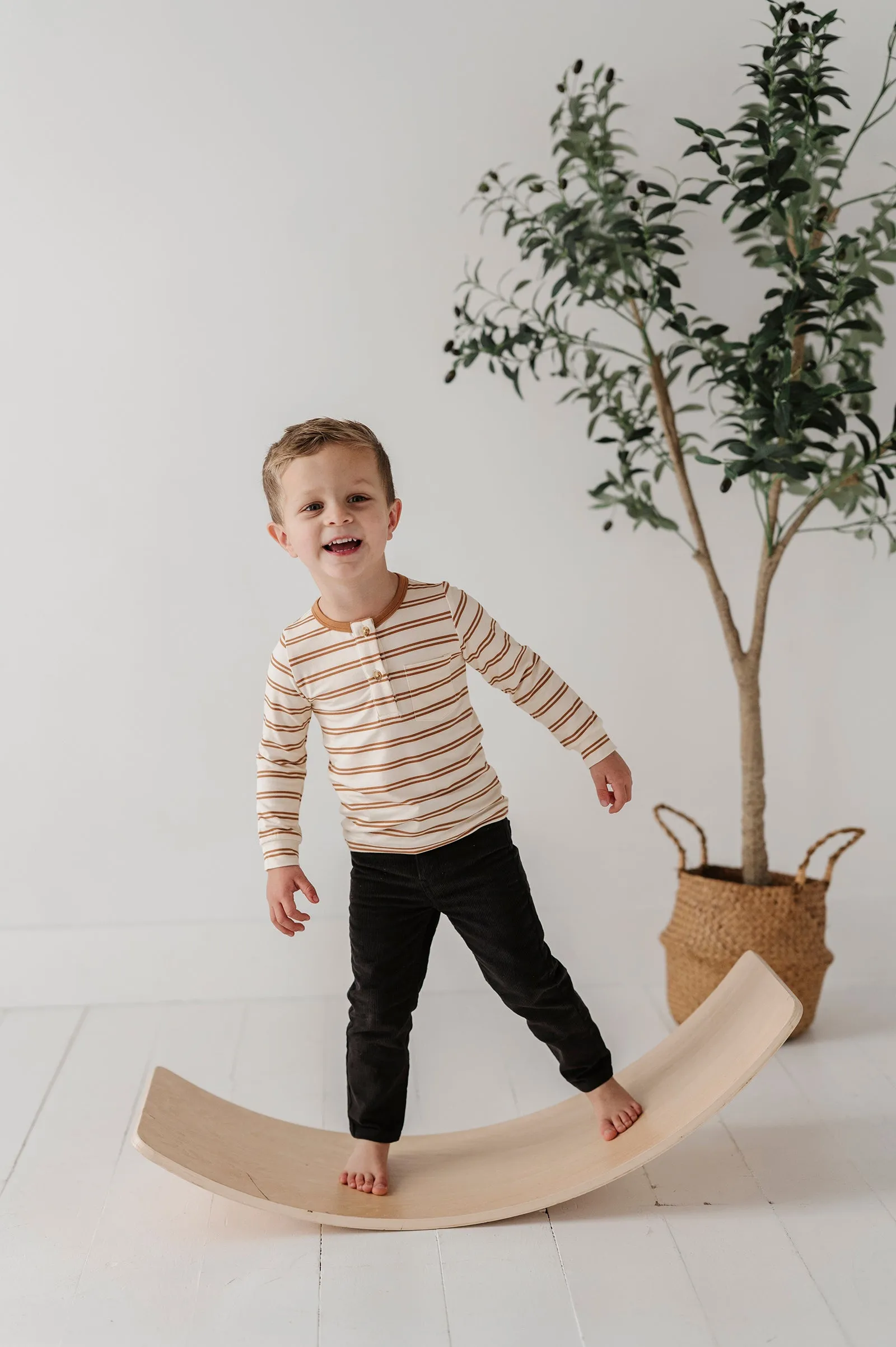 Henley Shirt, Toffee Stripe