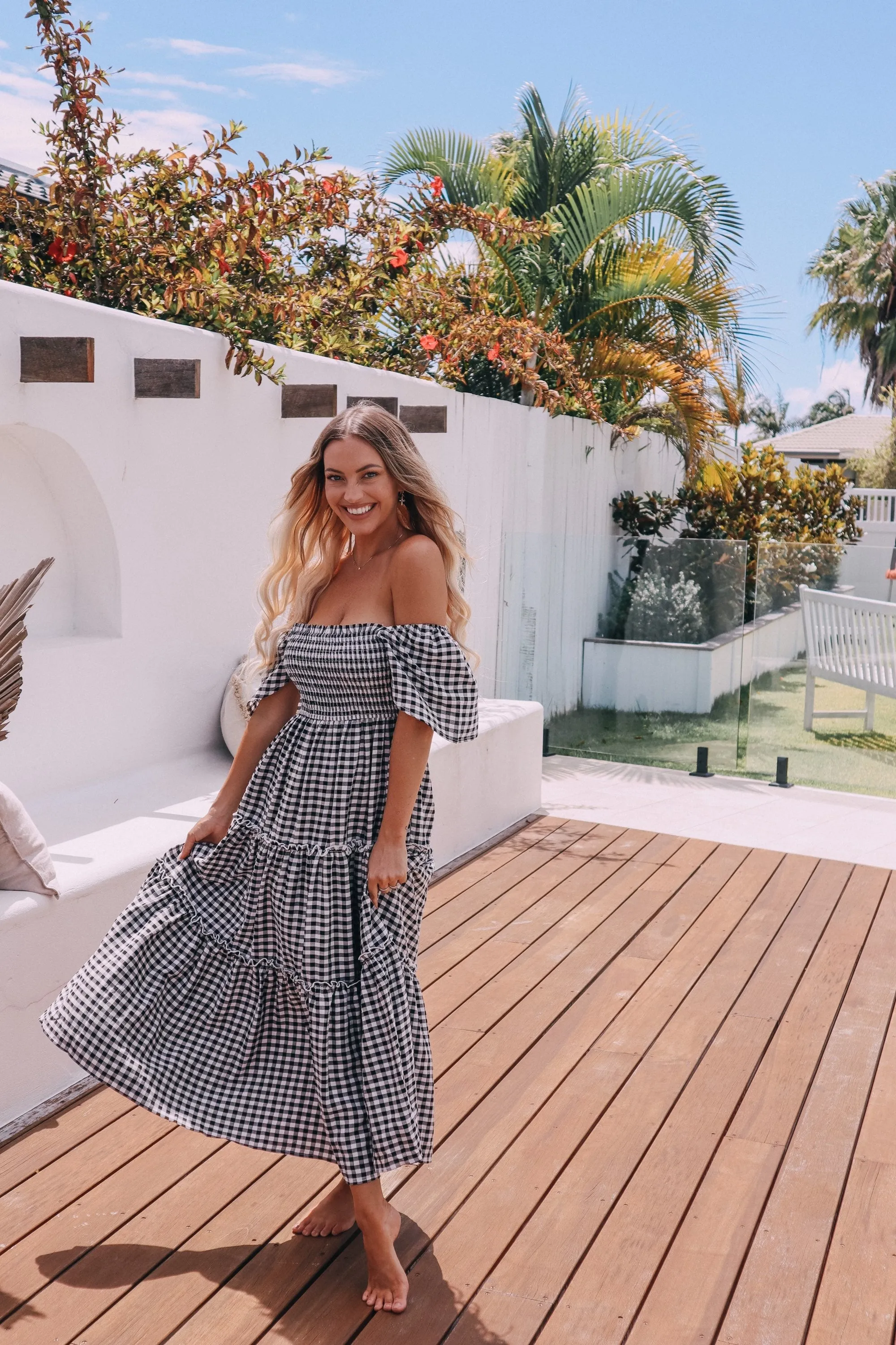 Honey  - Black & White Gingham