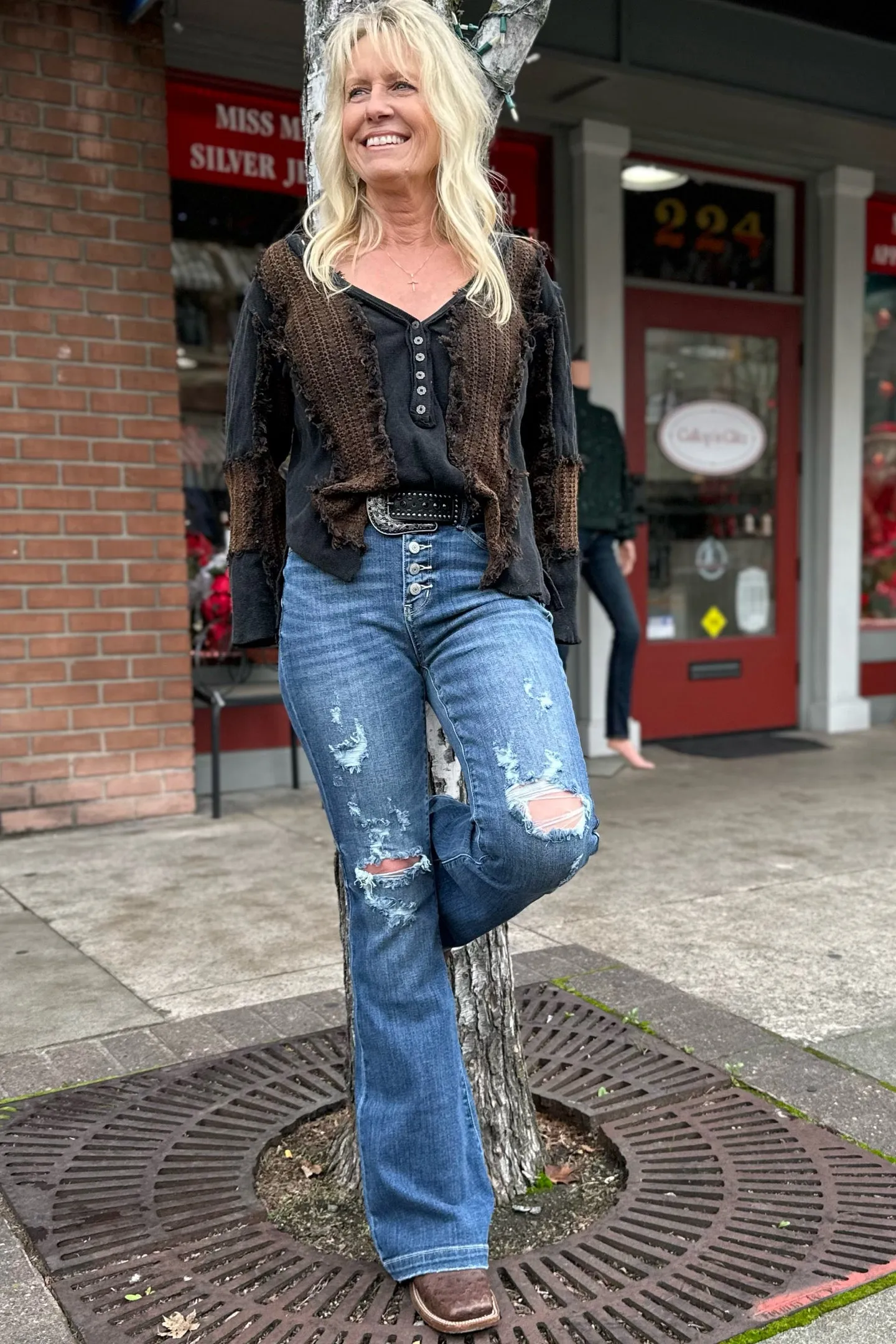 Judy Blue Distressed Trouser Flare Jean