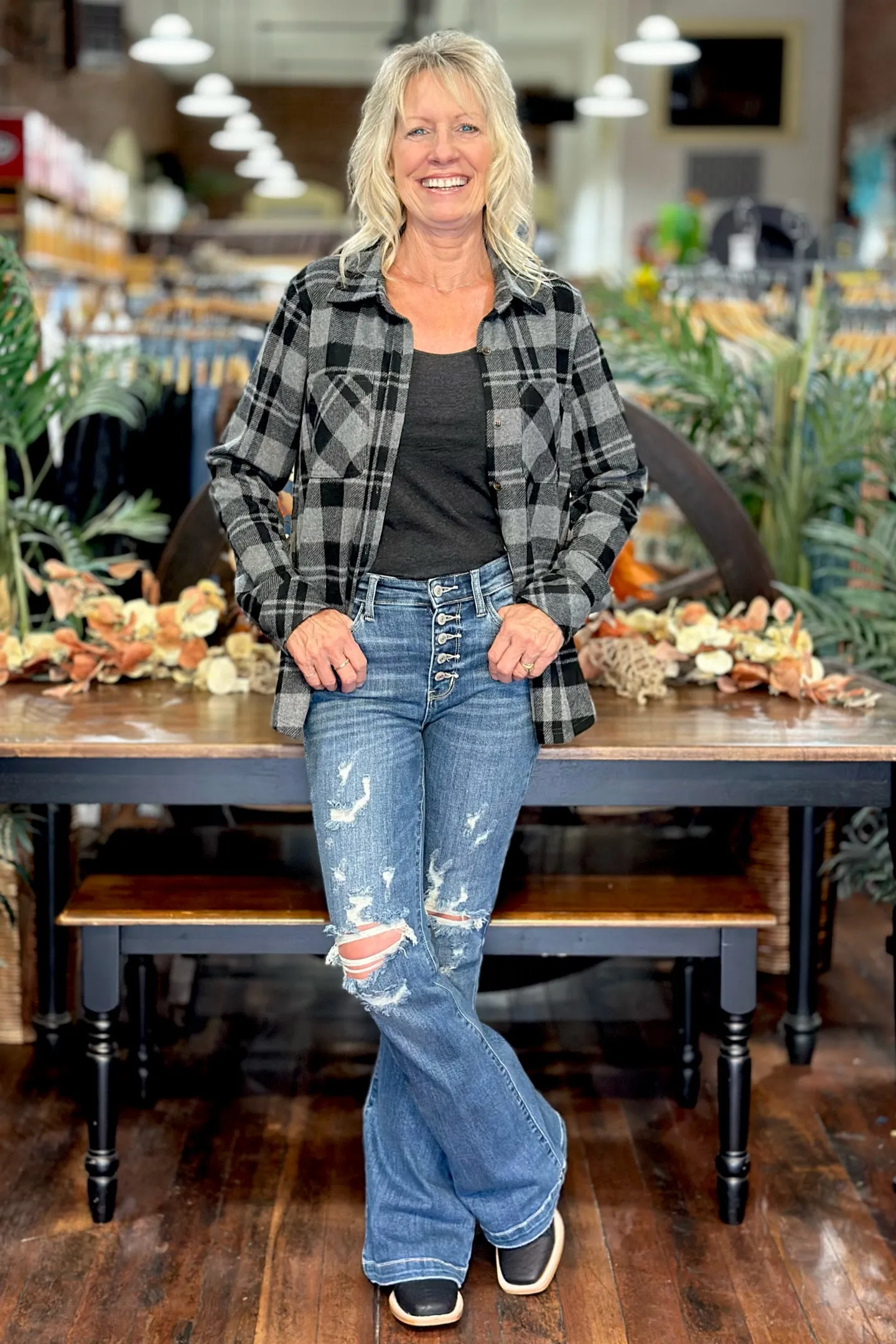 Judy Blue Distressed Trouser Flare Jean