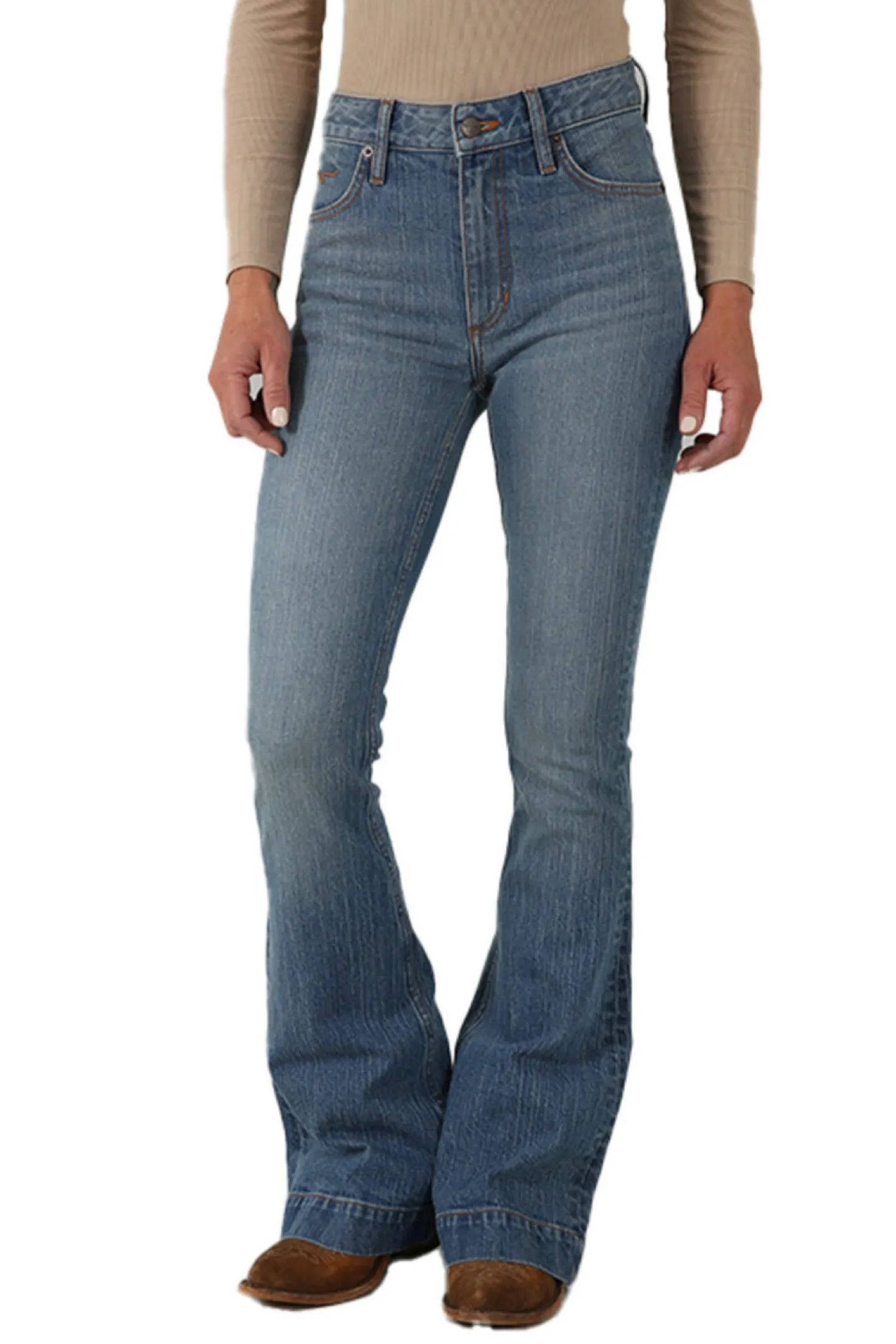 Kimes Ranch Women's Jennifer Medium Wash High Rise Stretch Trouser Jeans