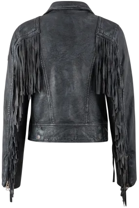 Mauritius Zoe Denim Blue Fringe Jacket