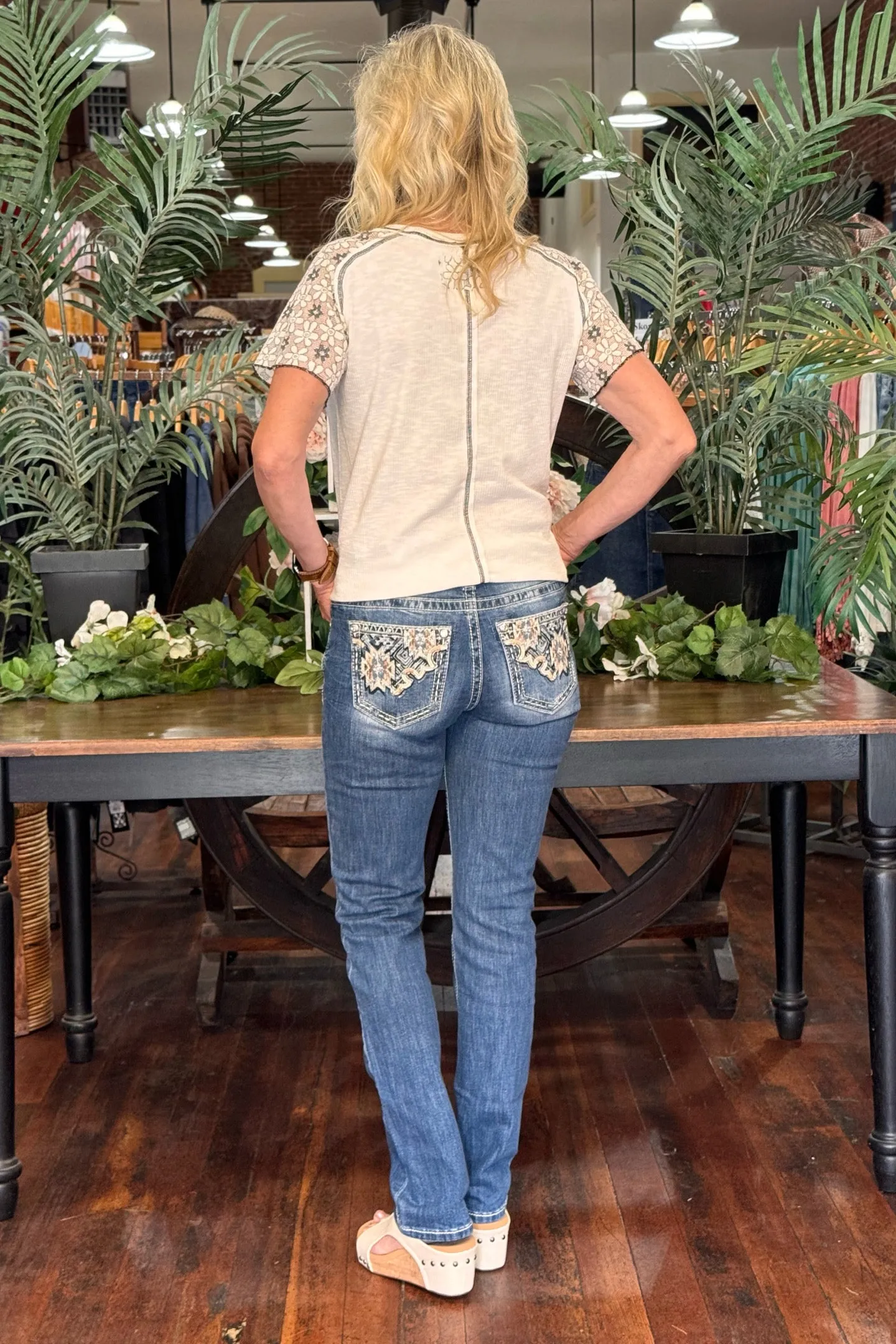 Med Wash Mid Rise Straight Jean by Miss Me