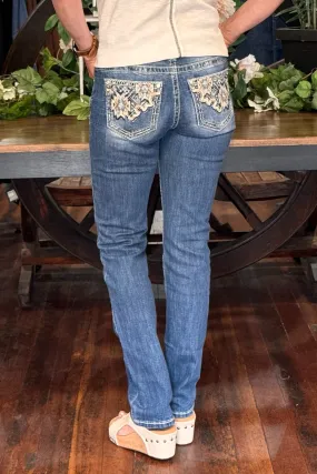 Med Wash Mid Rise Straight Jean by Miss Me