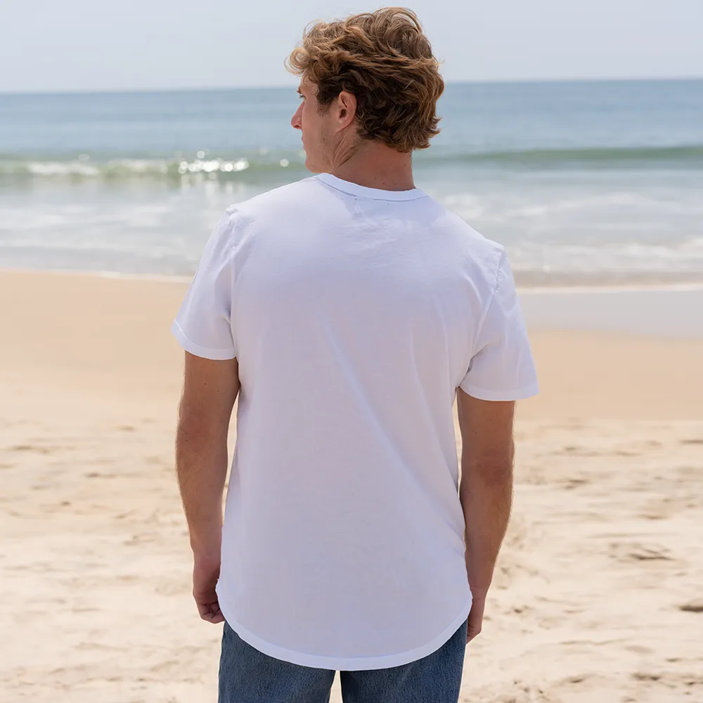Mens Short Sleeve Henley Curved Hem