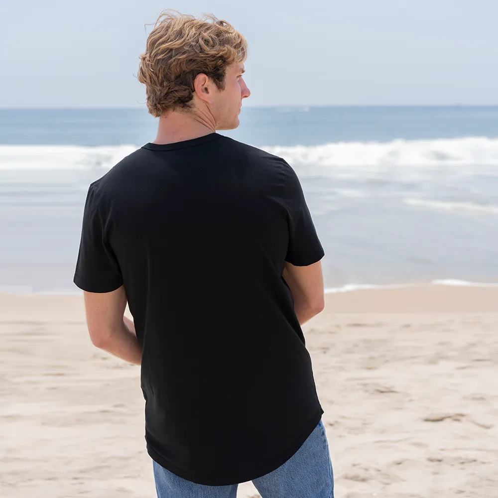 Mens Short Sleeve Henley Curved Hem