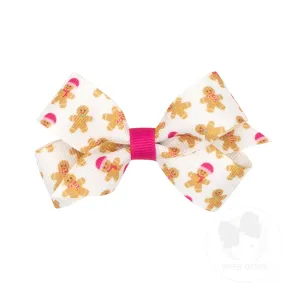 Mini Holiday-themed Printed Grosgrain Hair Bows