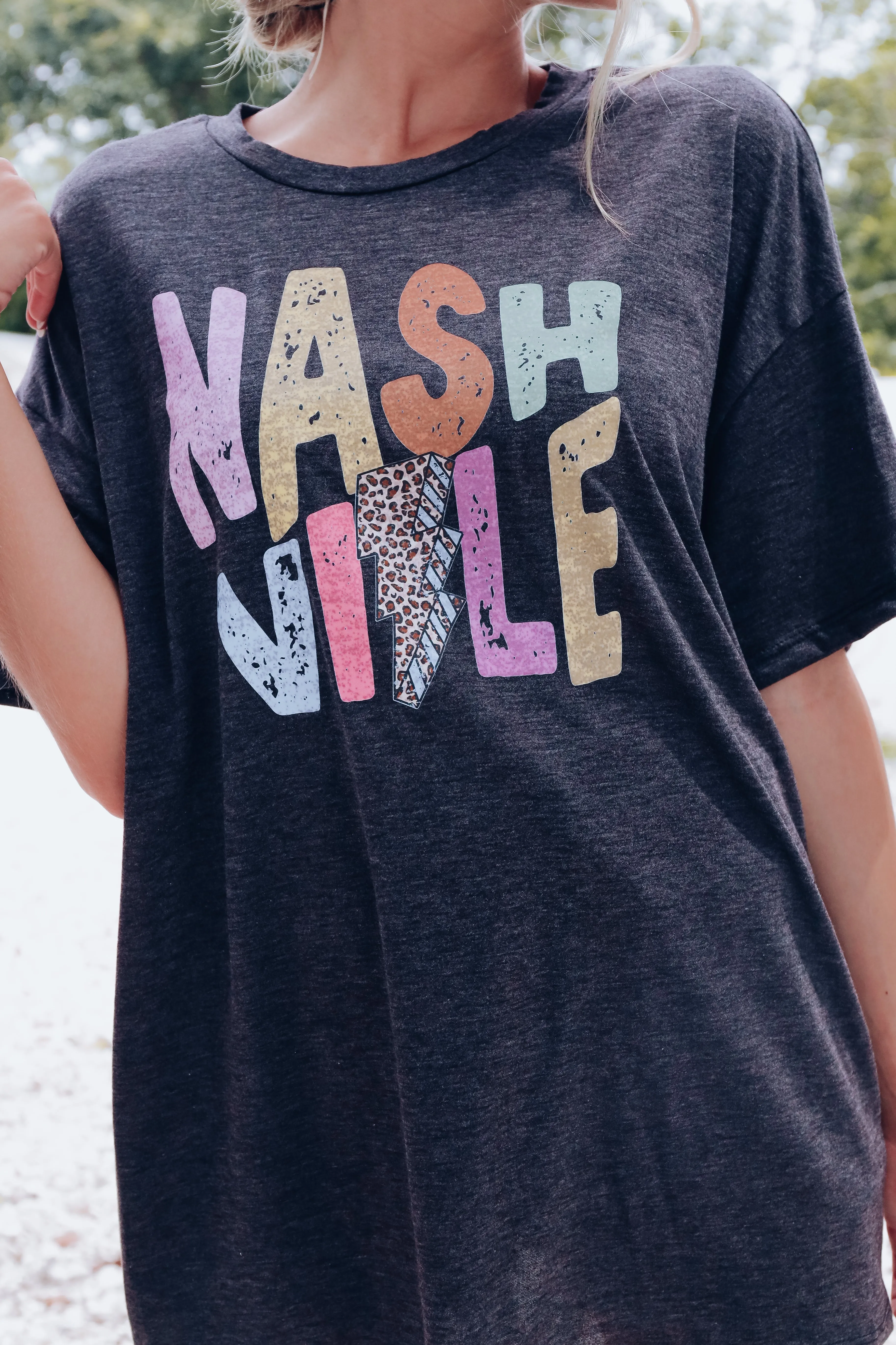 Nashville Lightning Graphic Tee - Charcoal
