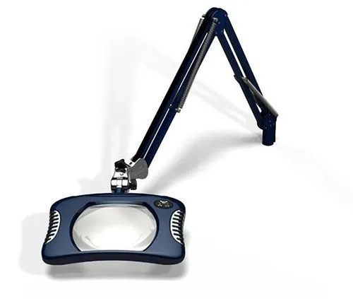 OC White 82400-4-SB Green-Lite&trade; LED Magnifier with 5.25" x 7" Rectangular, 4 Diopter Lens & Edge Clamp, Spectre Blue
