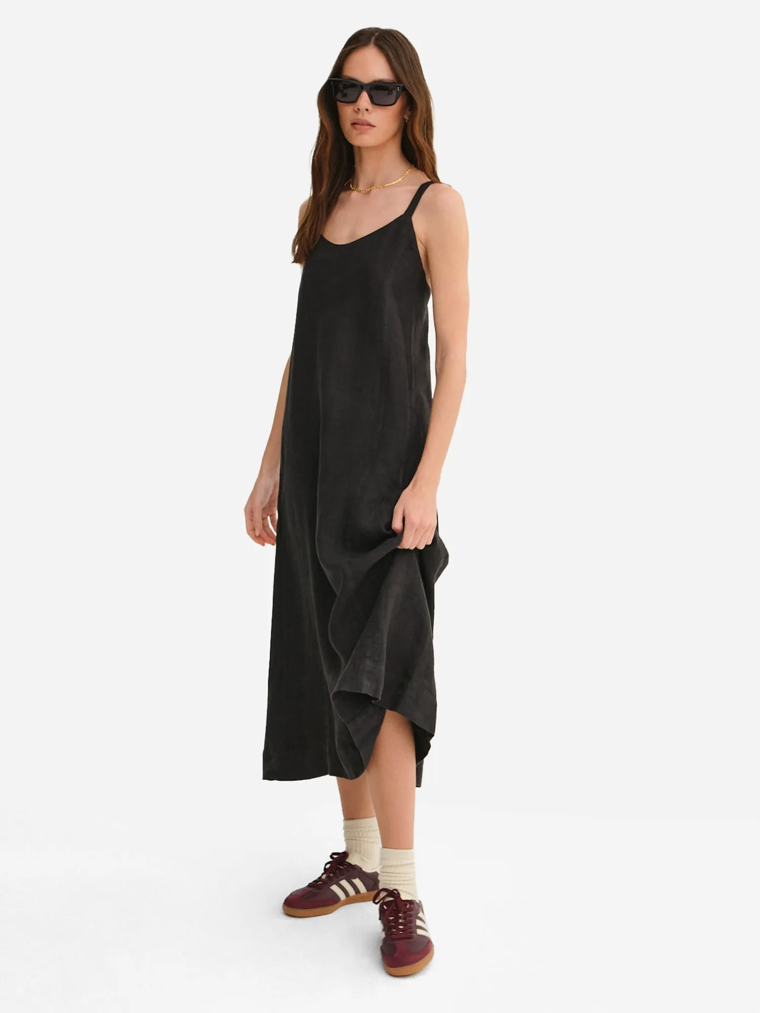 Organic Linen Tie Back Maxi Dress
