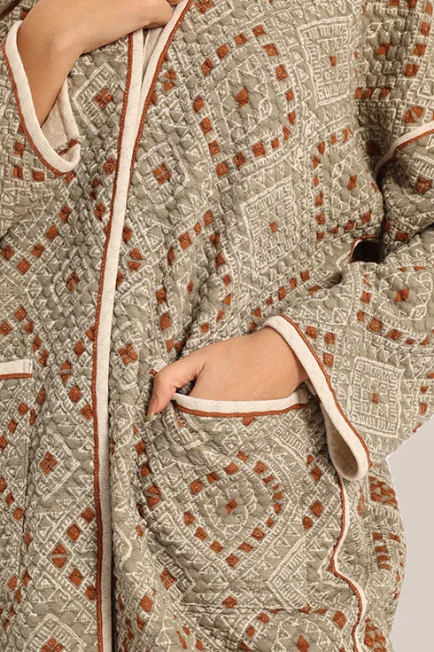 Oversized reversible quilted coat