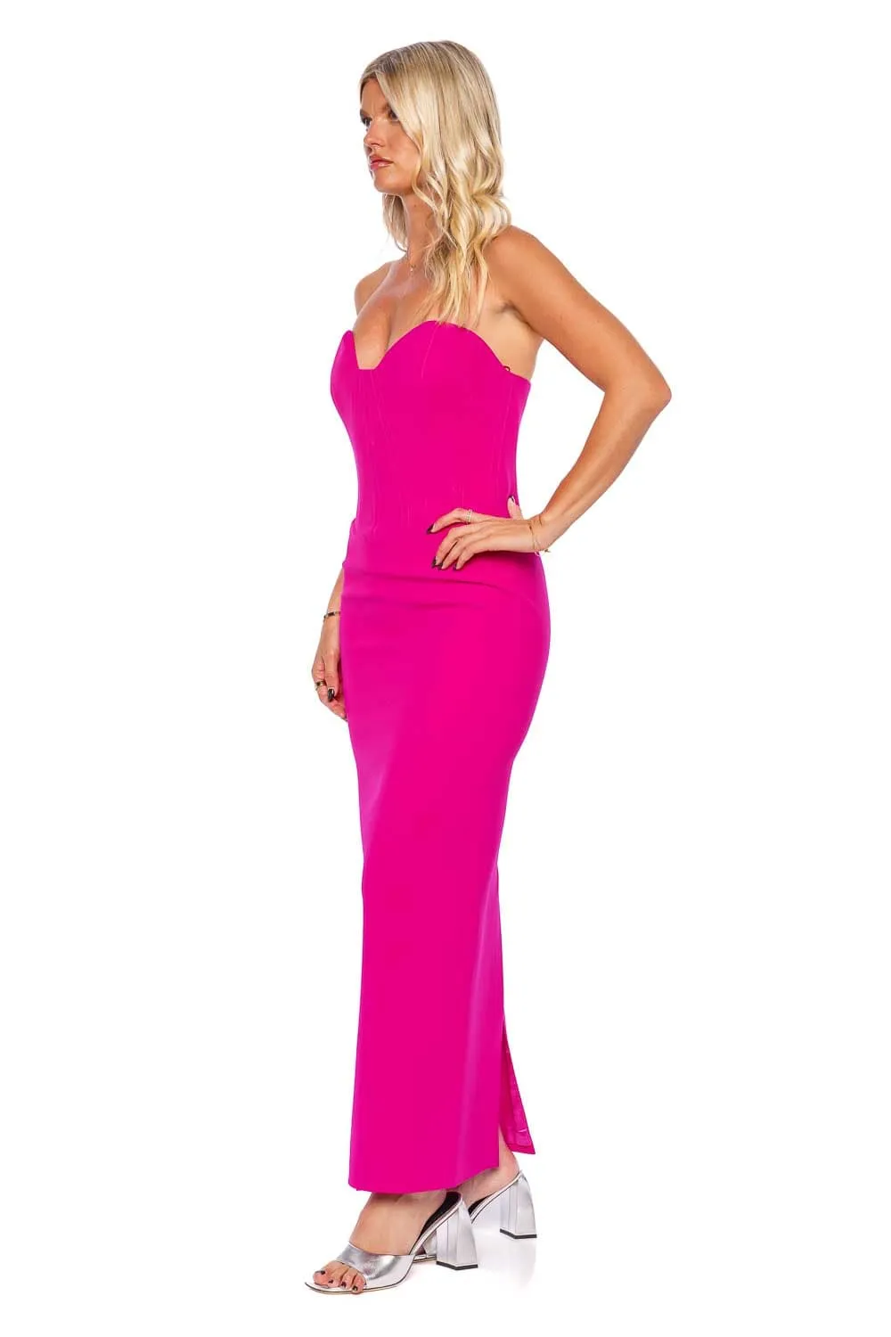 Paloma Hot Pink Strapless Maxi Dress