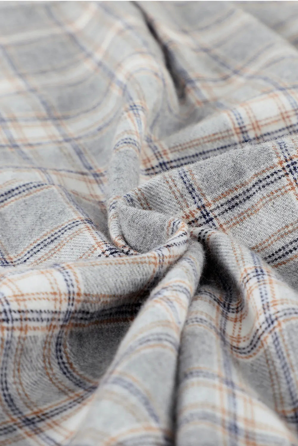 Plaid Drawstring Hooded Shacket