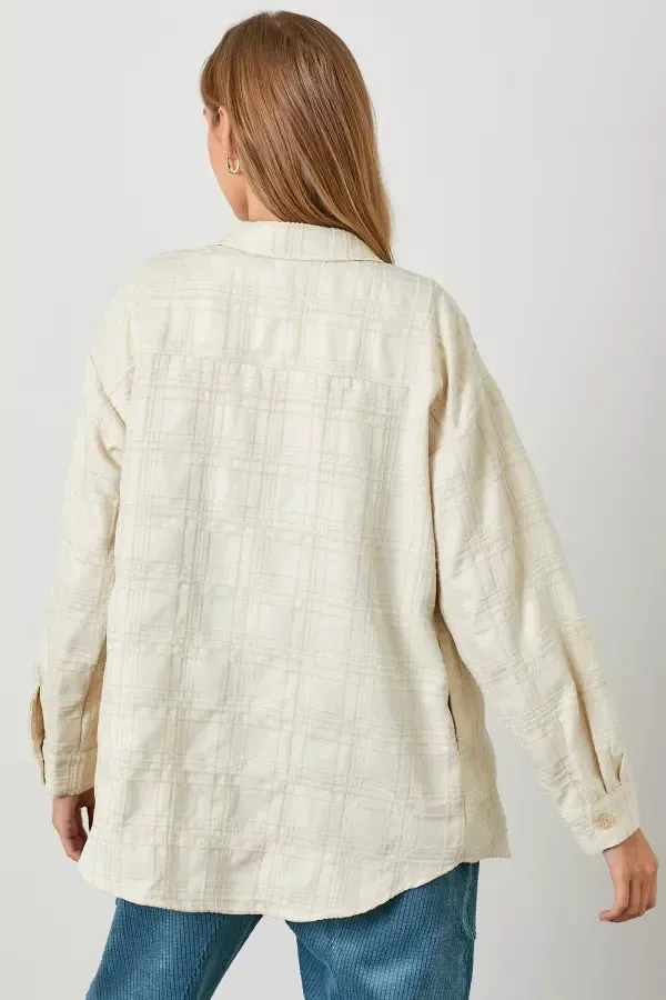 PLAID TEXTURE WOVEN SHACKET