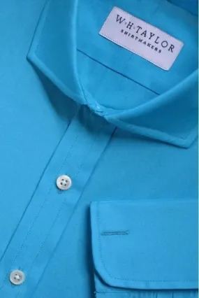 Plain Aqua Blue Poplin Men's Bespoke Shirt