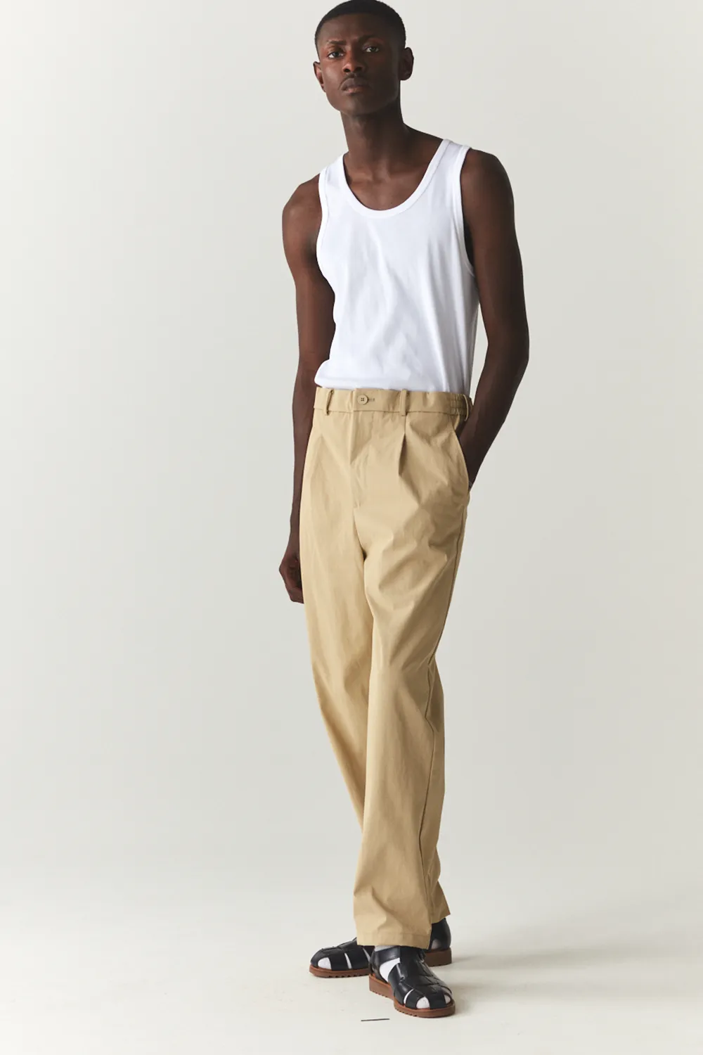 PLEATED WETPANT SS'24 ALMOND