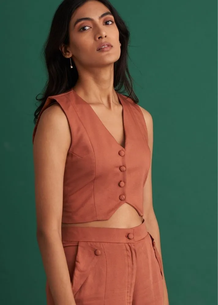 Reversible Brown Long Co-Ord Set 3 Pieces