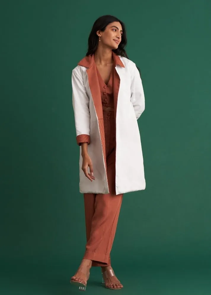 Reversible Brown Long Co-Ord Set 3 Pieces