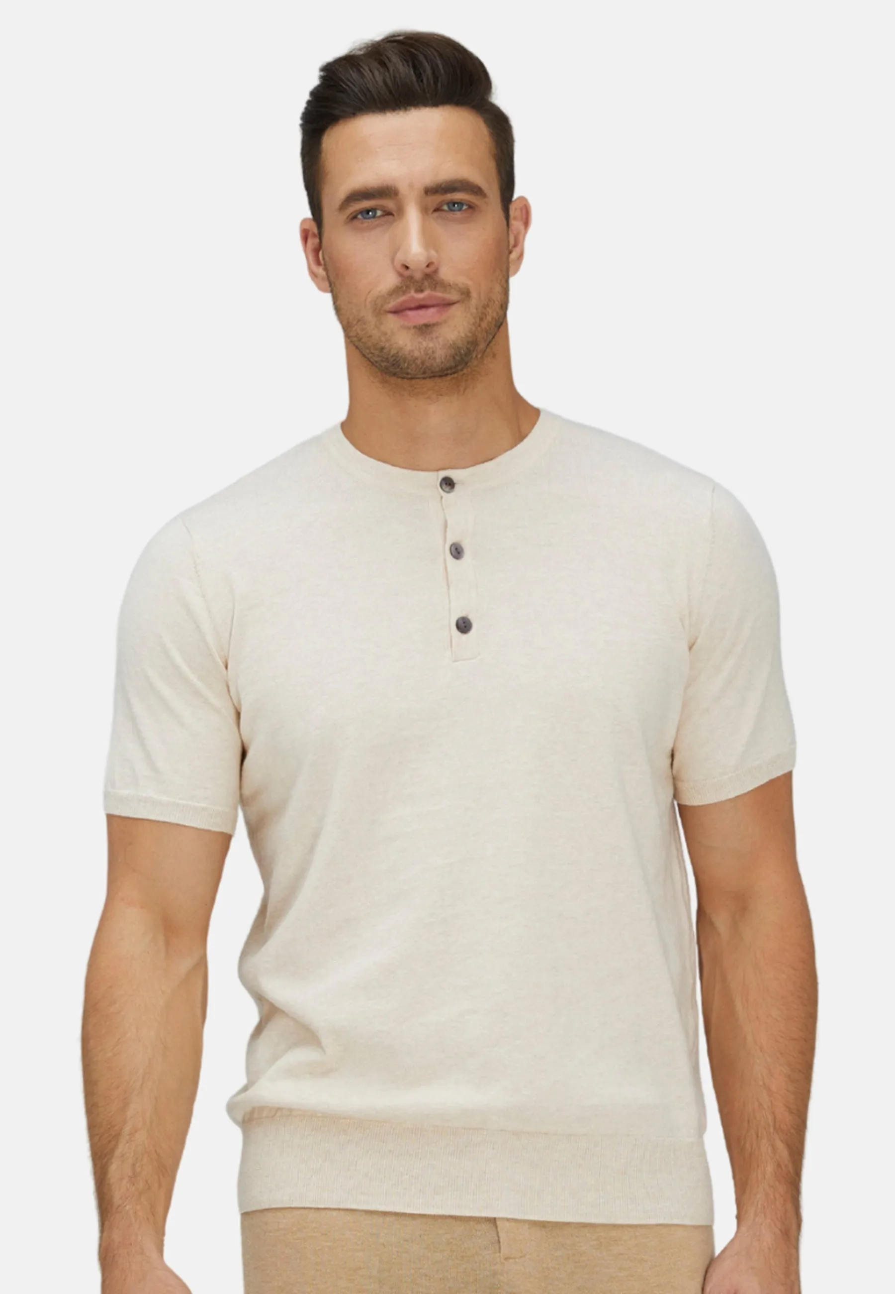 ShortTrim Fit Cotton Cashmere Henley
