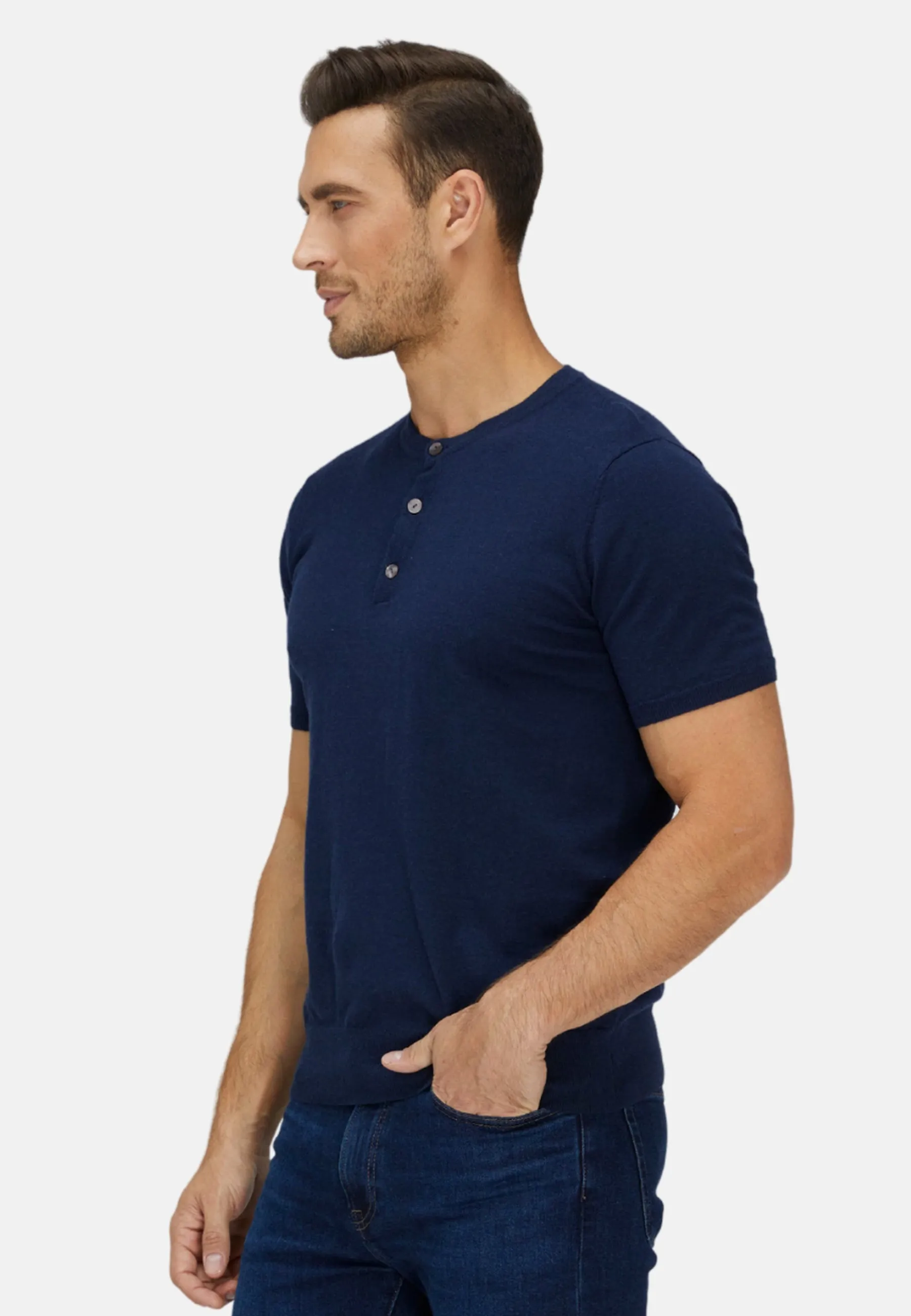 ShortTrim Fit Cotton Cashmere Henley