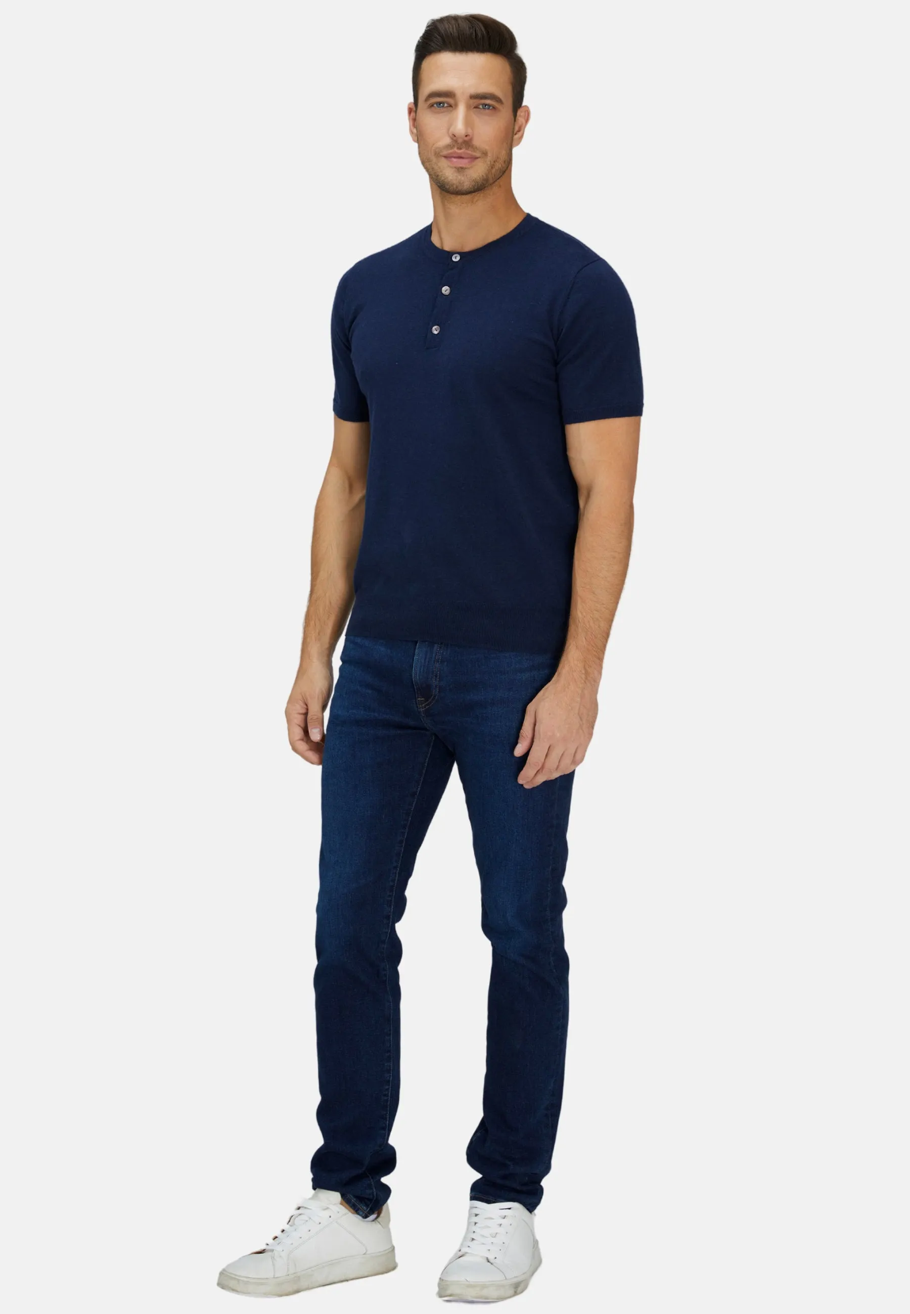 ShortTrim Fit Cotton Cashmere Henley