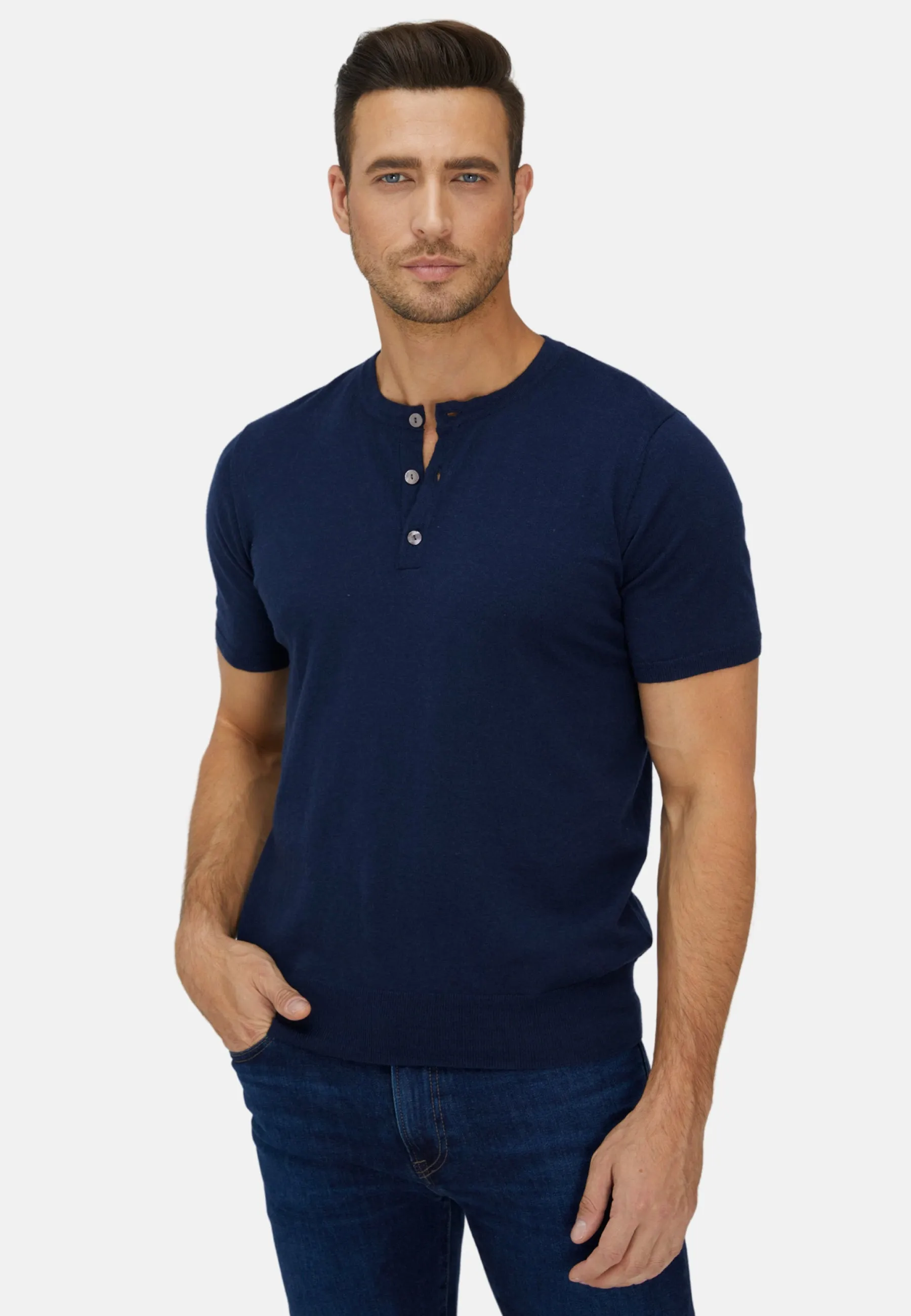 ShortTrim Fit Cotton Cashmere Henley