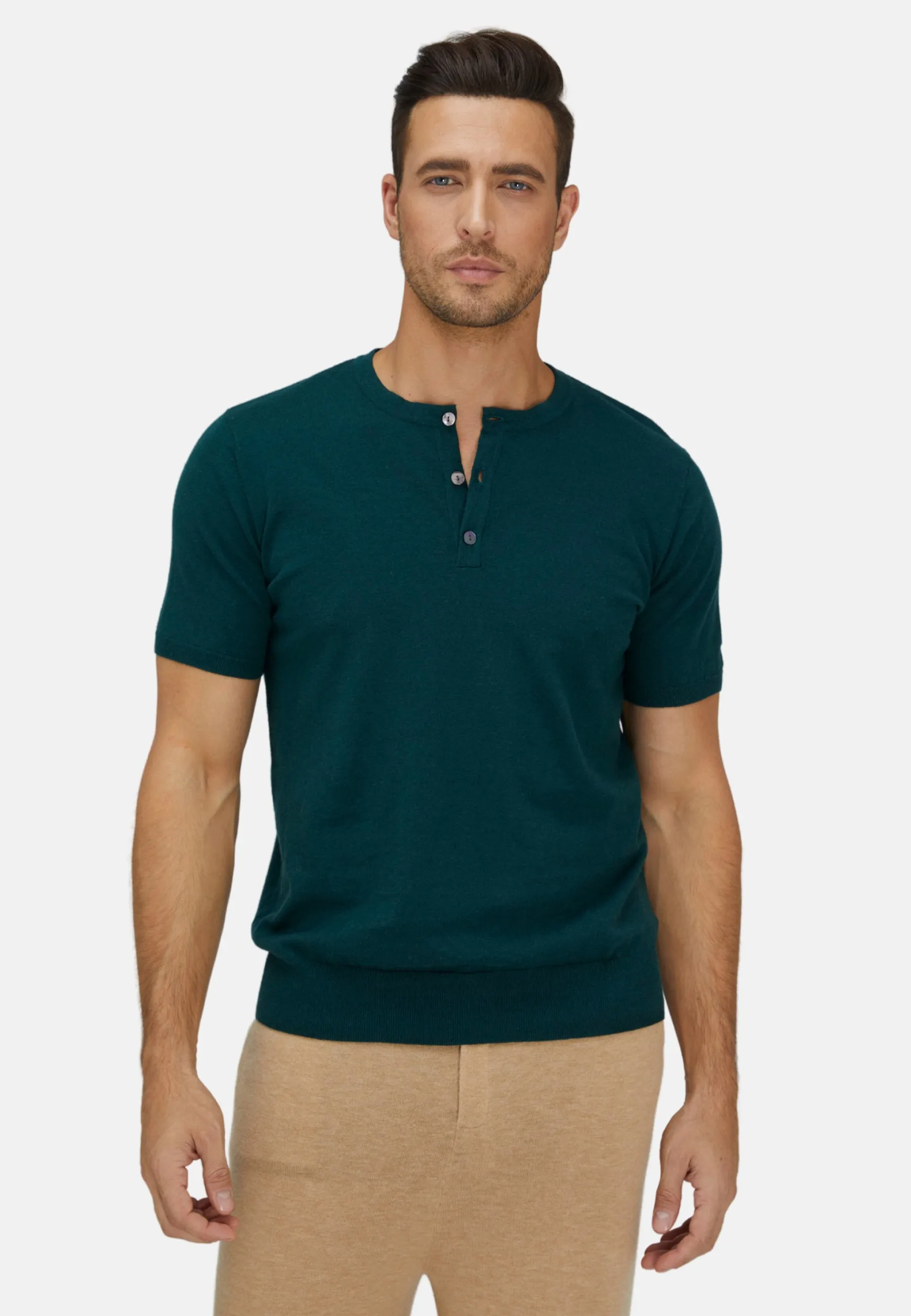 ShortTrim Fit Cotton Cashmere Henley