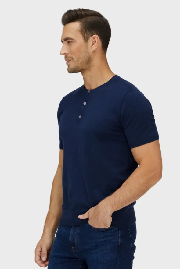 ShortTrim Fit Cotton Cashmere Henley