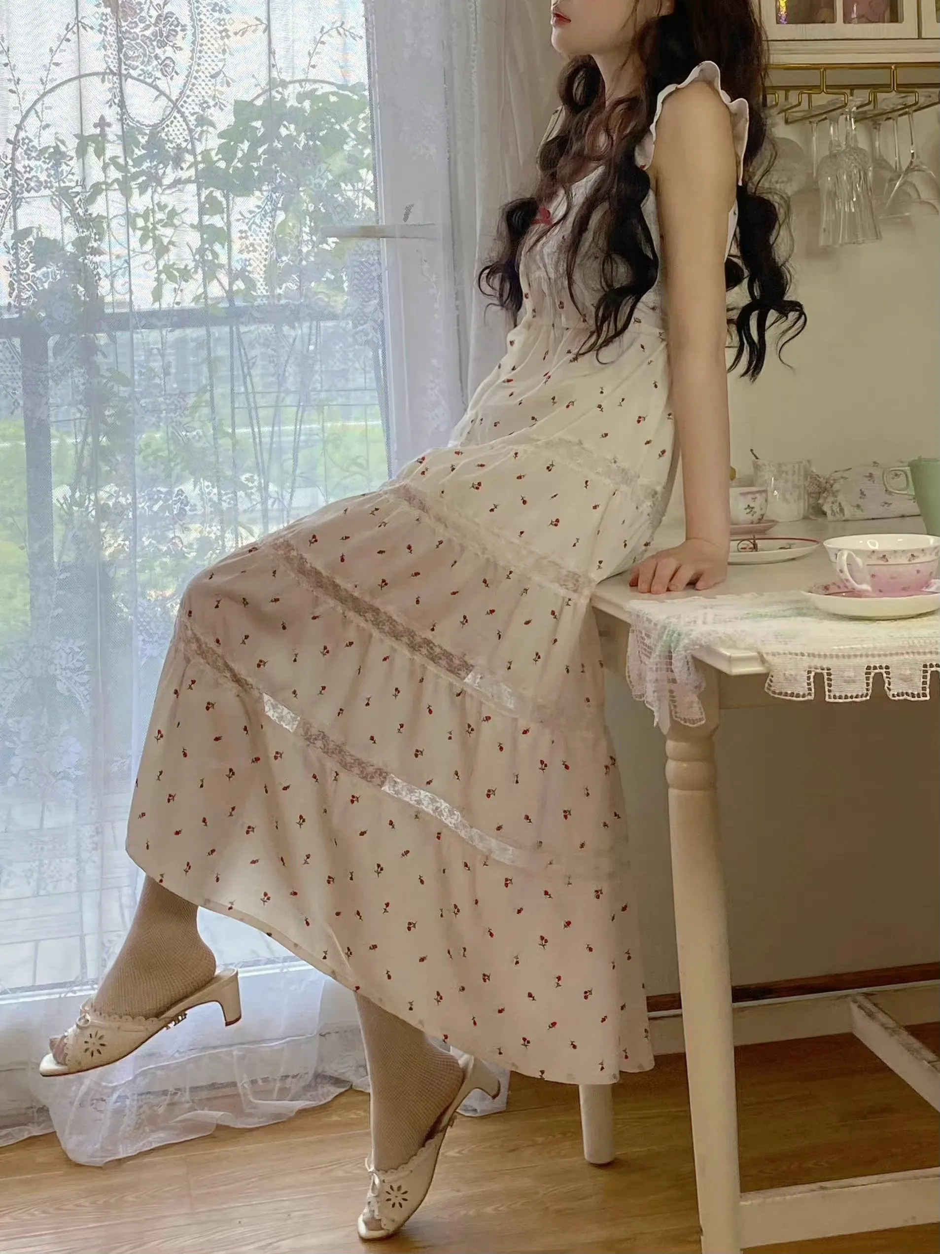 Summer holiday by the sea floral dress midi dress