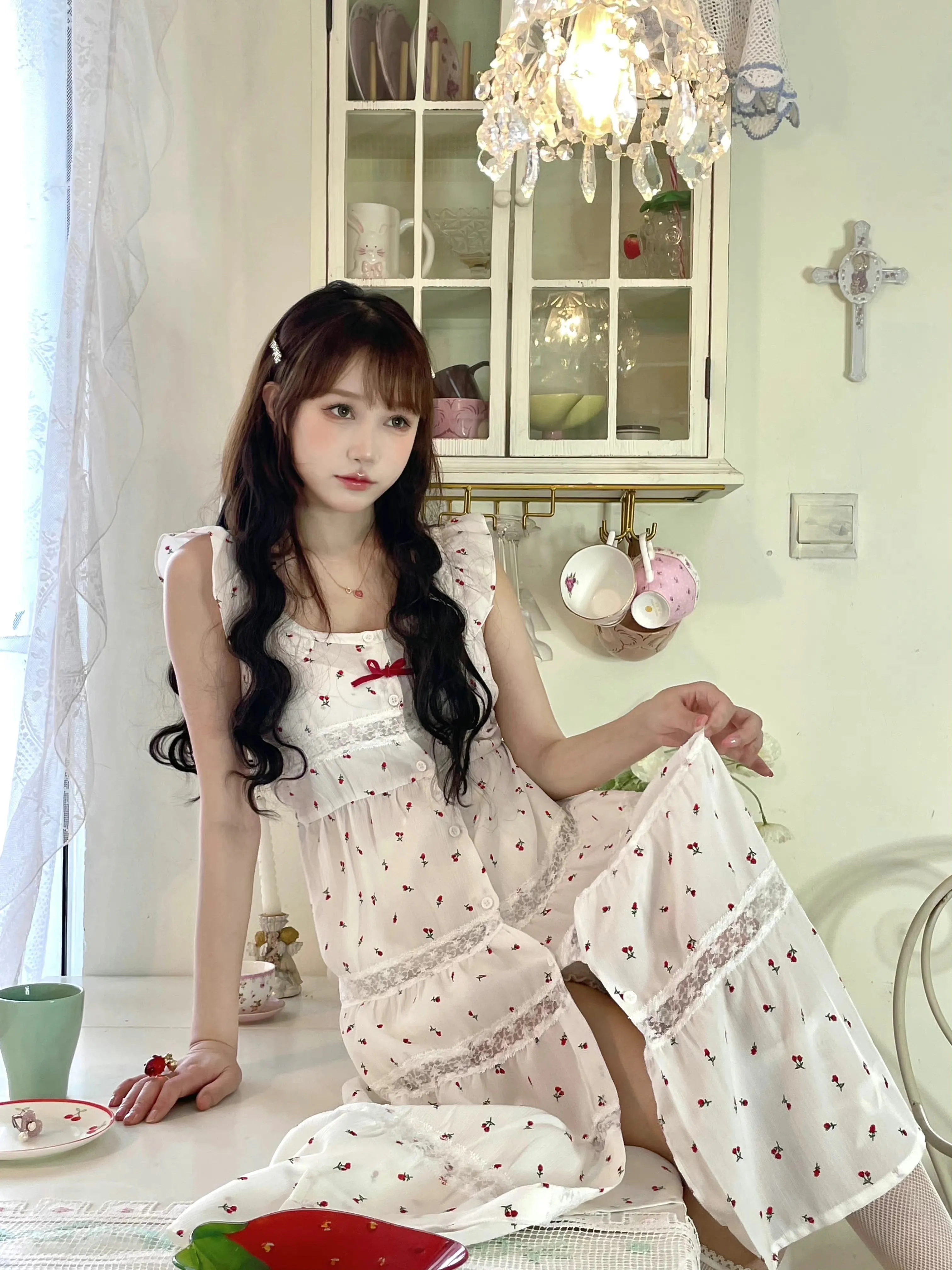 Summer holiday by the sea floral dress midi dress