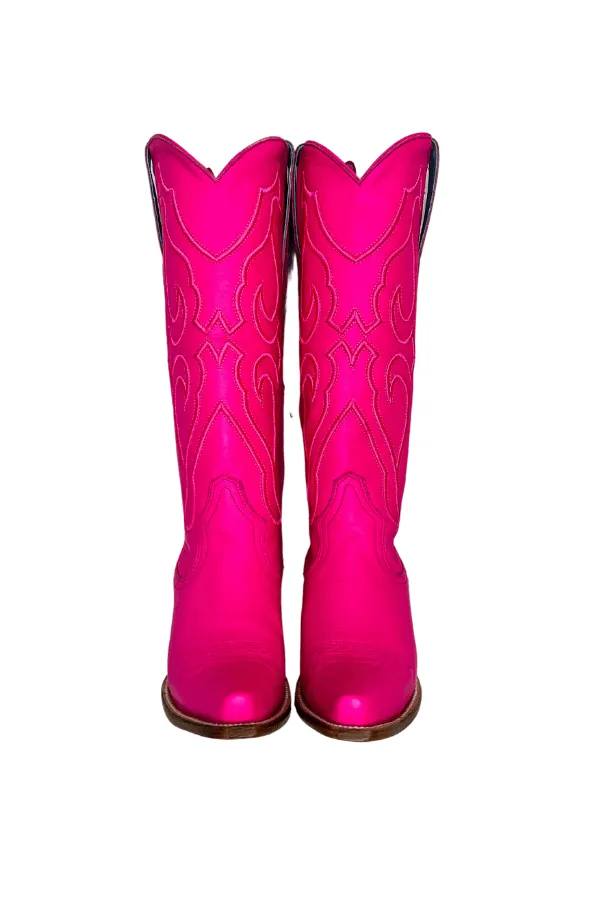Tall Snip Toe Boots Fuschia
