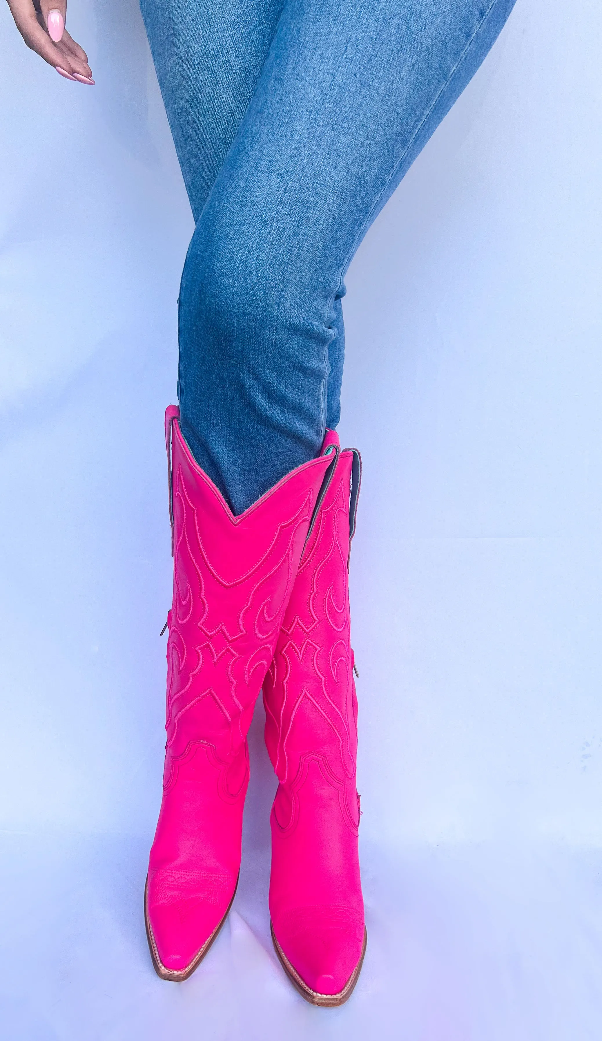 Tall Snip Toe Boots Fuschia