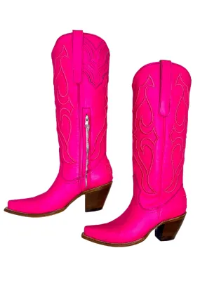 Tall Snip Toe Boots Fuschia