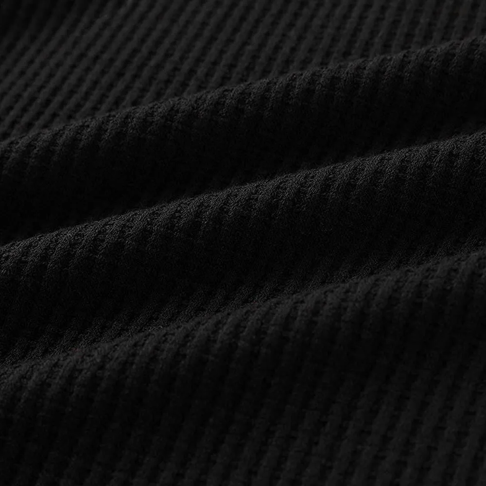 Women's V Neck Waffle Knit Henley Tops