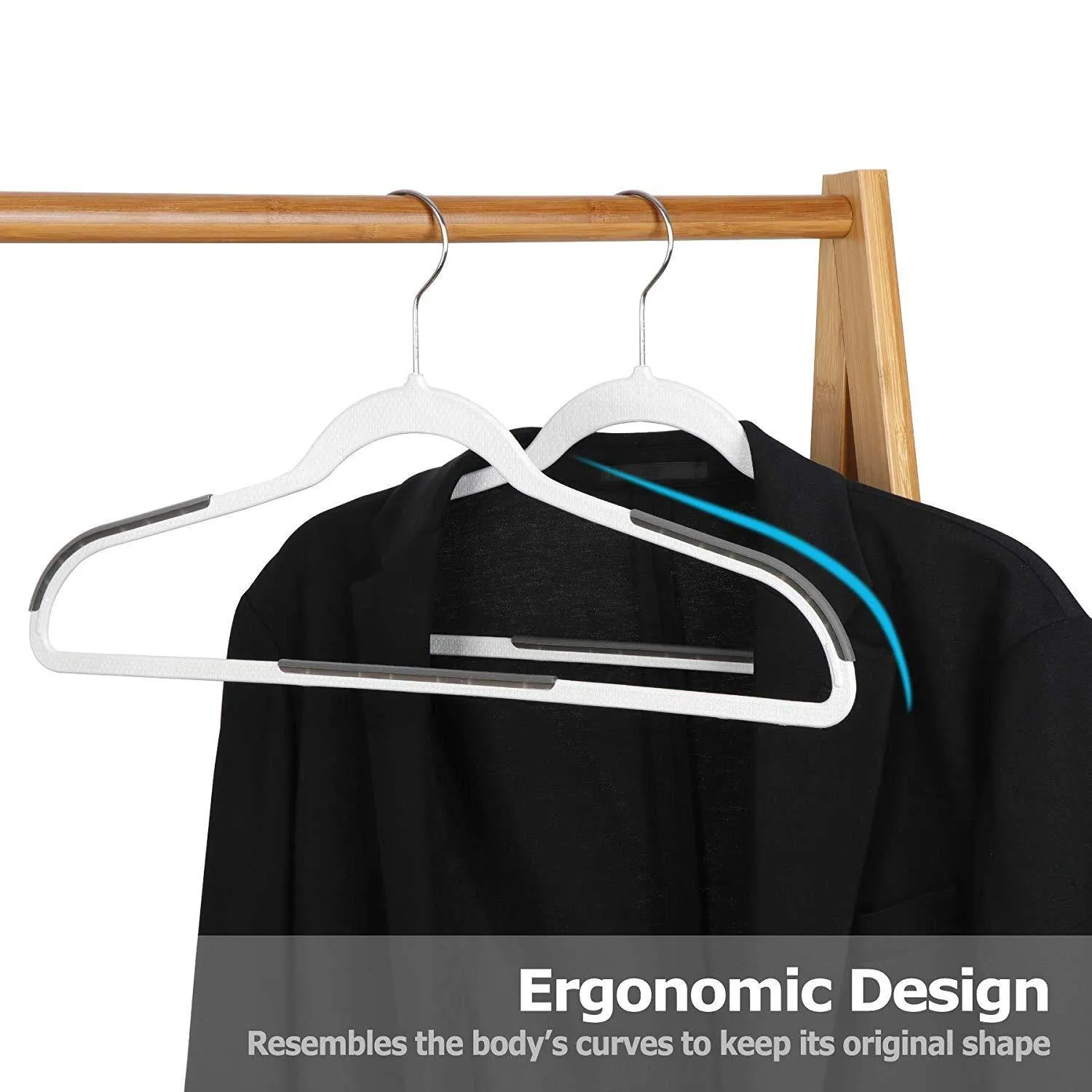 ZENY™ 50/100 Pack Plastic Coat Hangers, Space Saving Clothes Hanger with Non-Slip Stripe and 360° Swivel Hooks