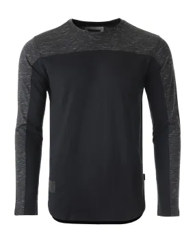 Zimego Men'S Fashion Color Block Long Sleeve Curved Hemline Athletic Hiphop Shirt